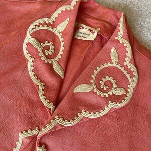 Vintage Peck & Peck Embroidered Cropped Jacket, Small, Short Sleeve, Crop, NYC